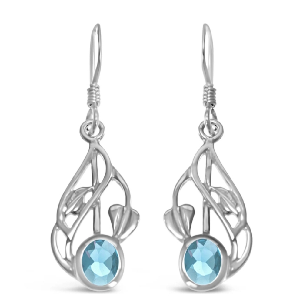 Rennie Mackintosh Drop Earrings Sterling Silver With Blue Topaz Hamilton & Young